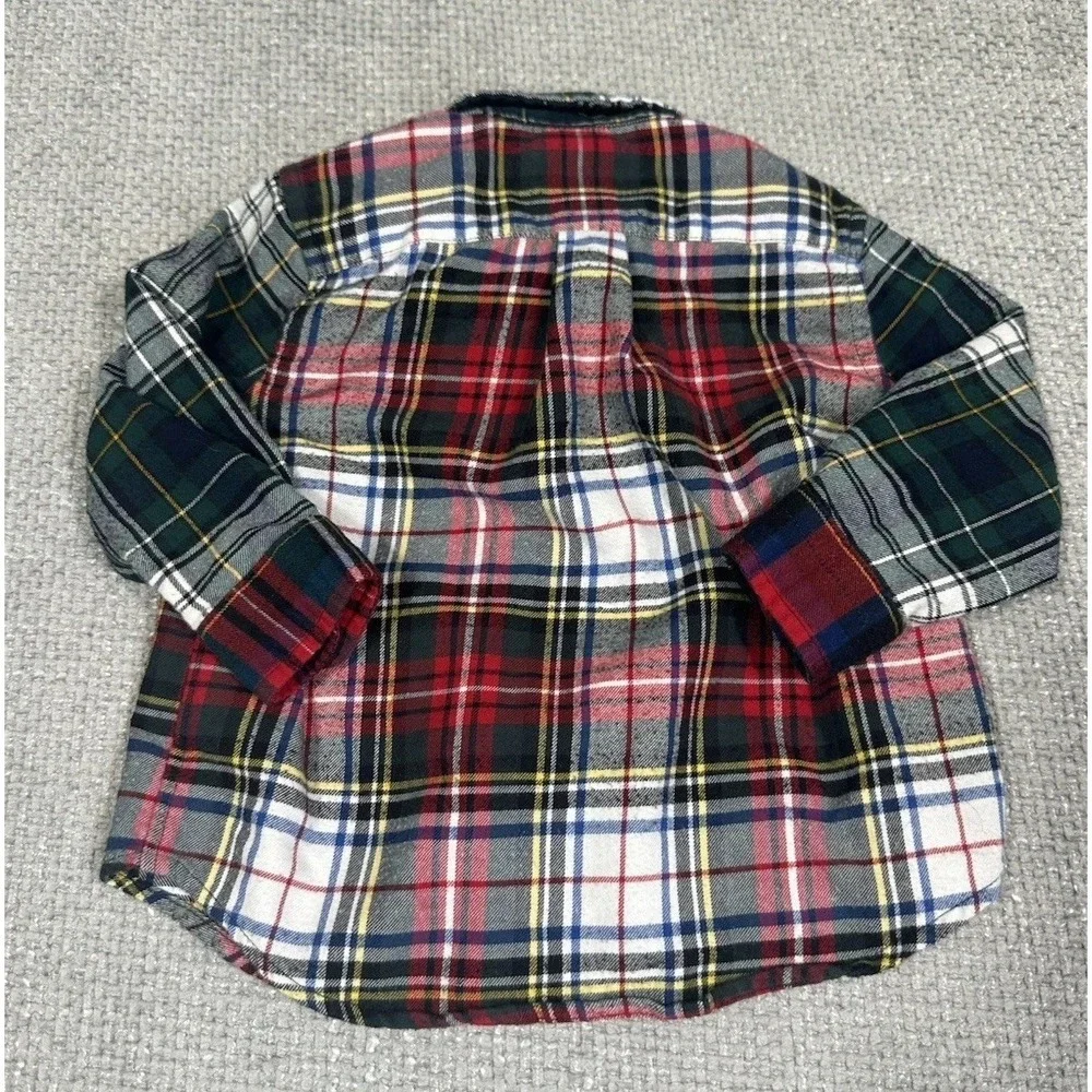 Ralph Lauren Baby Button Up 12 Months Red Blue Plaid Pony Performance Flannel